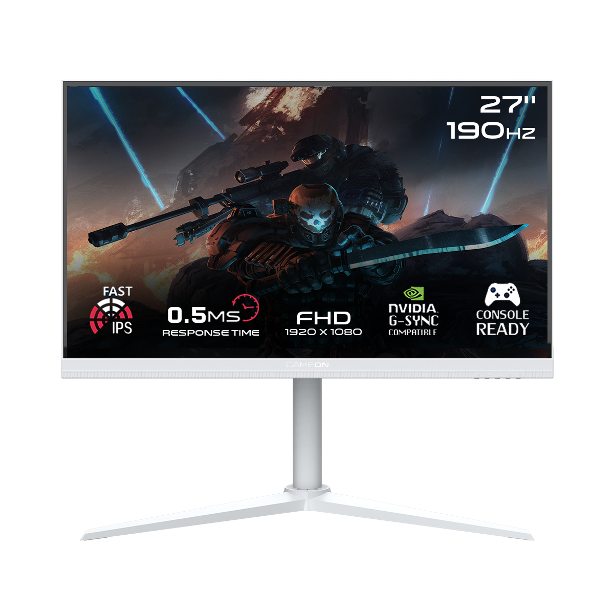 GAMEON GOA27FHD190IPS Artic Pro Series 27" FHD, 190Hz, MPRT 0.5ms, Fast IPS Gaming Monitor (Support PS5) - White