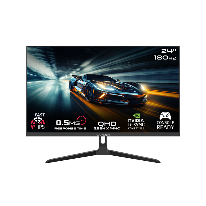 GAMEON GOAE24QHD180IPS Pro Series 23.8” QHD 180HZ, MPRT 0.5ms, HDMI 2.1, Fast IPS Gaming Monitor (Supports PS5) - Black