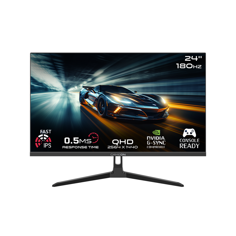 GAMEON GOAE24QHD180IPS 24” QHD 180HZ, MPRT 0.5ms, HDMI 2.1, Fast IPS Gaming Monitor Support PS5 - Black