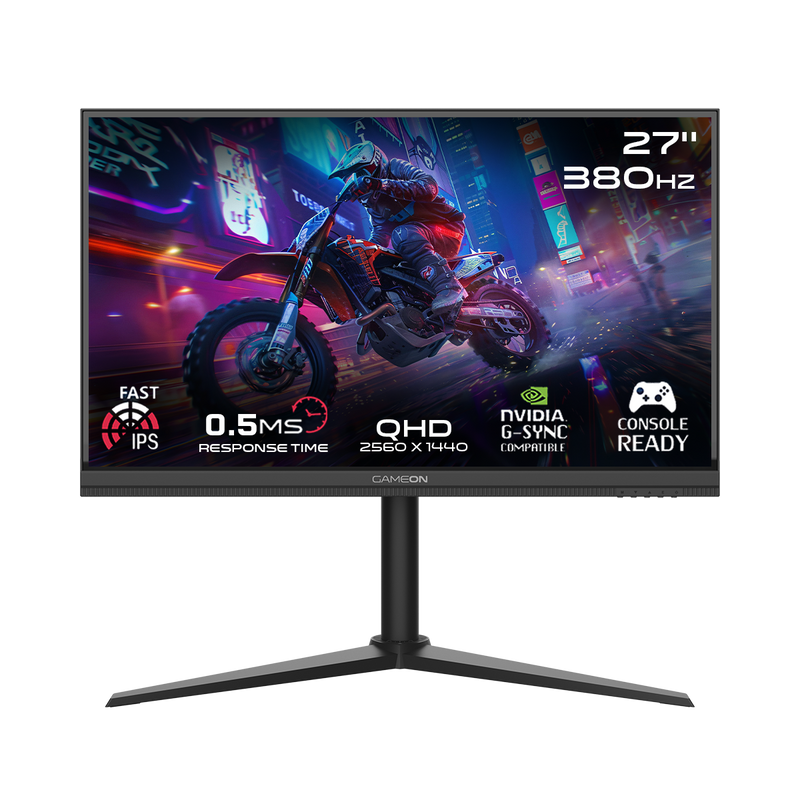 GAMEON GOMP27QHD380IPS Midnight Pro Series 27" QHD, 380Hz, MPRT 0.5ms, HDMI 2.1, Fast IPS Gaming Monitor (Support PS5) - Black