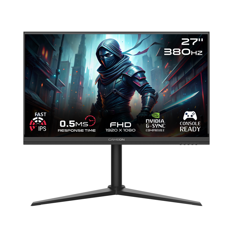 GAMEON GOMP27FHD380IPS Midnight Pro Series 27" FHD, 360Hz, MPRT 0.5ms, HDMI 2.1, Fast IPS Gaming Monitor (Support PS5) - Black