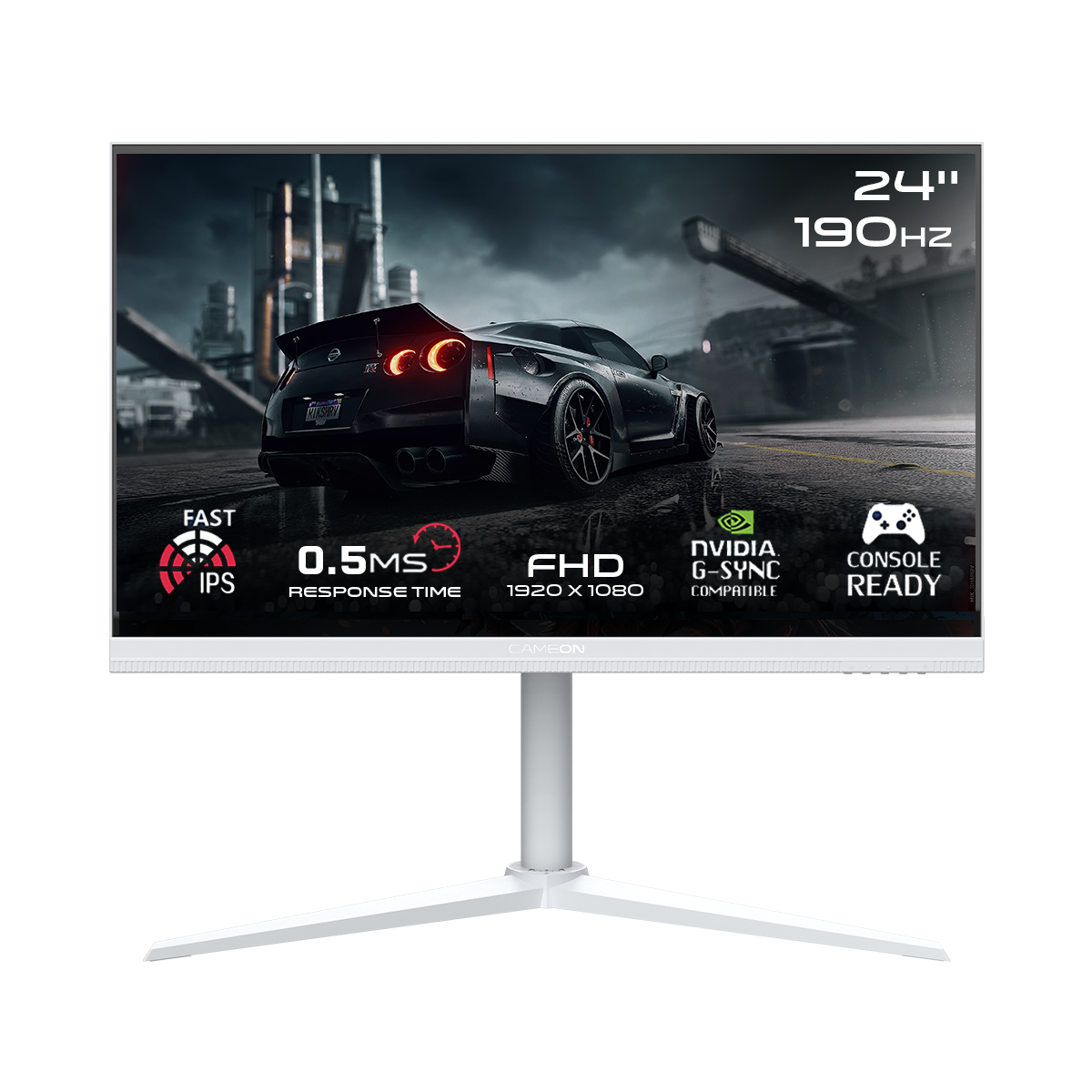 GAMEON GOA24FHD190IPS Artic Pro Series 24" FHD, 190Hz, MPRT 0.5ms, Fast IPS Gaming Monitor (Support PS5) - White