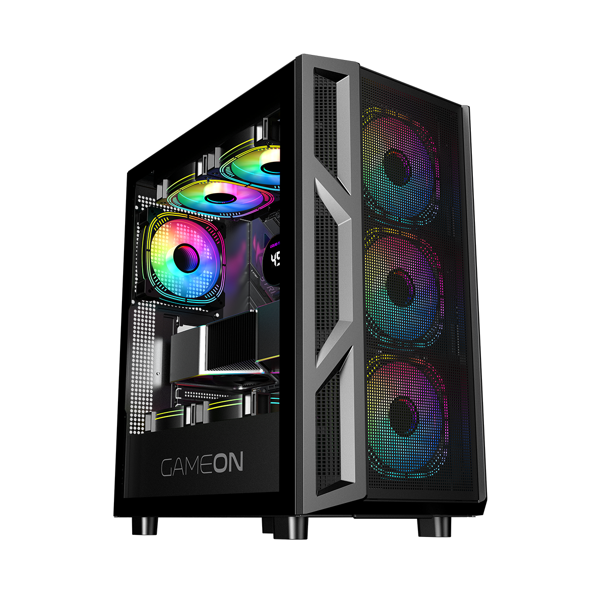 GAMEON Trident IV Series Mid Tower Gaming Case - Black