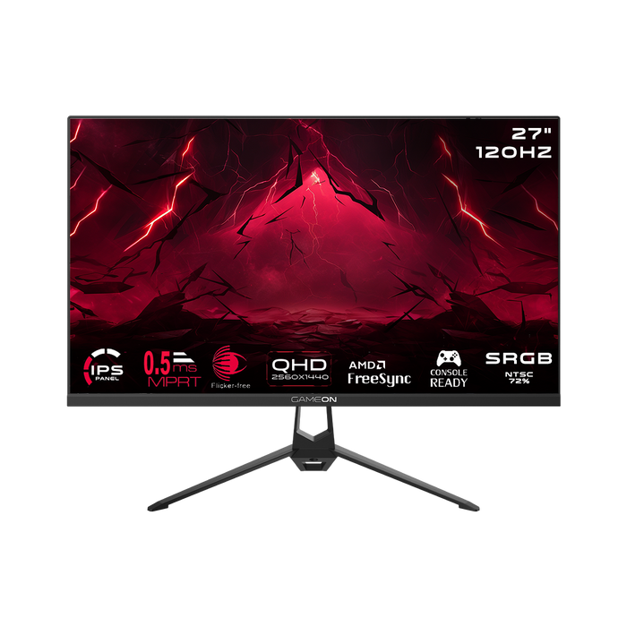 GAMEON GOES27QHD120IPS Essential Series 27" QHD, 120Hz, MPRT 0.5ms, HDMI 2.1, Fast IPS Gaming Monitor (Supports PS5) - Black