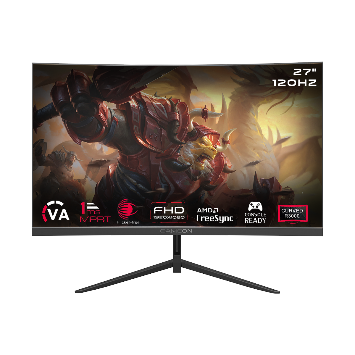GAMEON GOC27F120VA Curved 27" FHD, 120Hz, MPRT 1MS, HDMI 2.1, VA PANEL Gaming Monitor