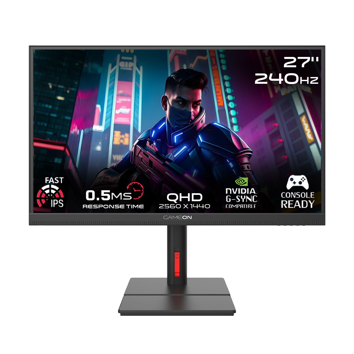 GAMEON GOML27QHD240IPS Midnight Signature Series 27" QHD, 240Hz, MPRT 0.5ms, HDMI 2.1, Fast IPS Mini LED Gaming Monitor (Support PS5) - Black