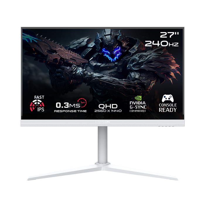 GAMEON GOA27QHD240IPS Artic Pro Series 27" QHD, 240Hz, MPRT 0.3ms, Fast IPS Gaming Monitor (Support PS5) - White