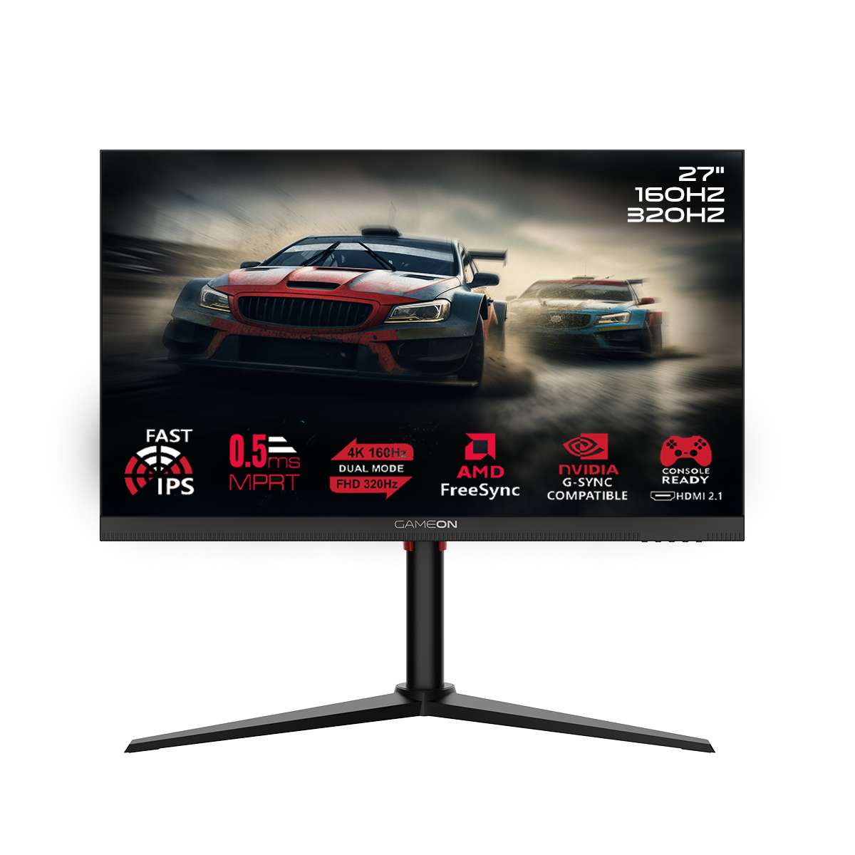GAMEON Dual Switch Gaming Monitor GOSX27B  27" FHD, 160/320Hz, MPRT 0.5ms, HDMI 2.1, Fast IPS (Support PS5) - Black