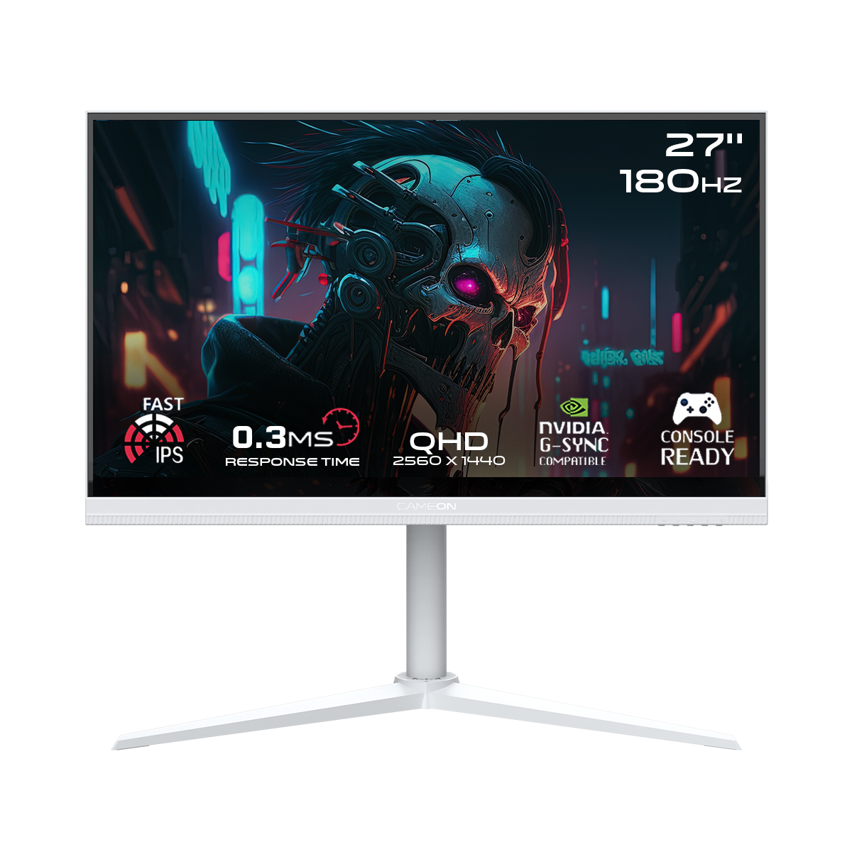 GAMEON GOA27QHD180IPS Artic Pro Series 27" QHD, 180Hz, MPRT 0.3ms, Fast IPS Gaming Monitor (Support PS5) - White