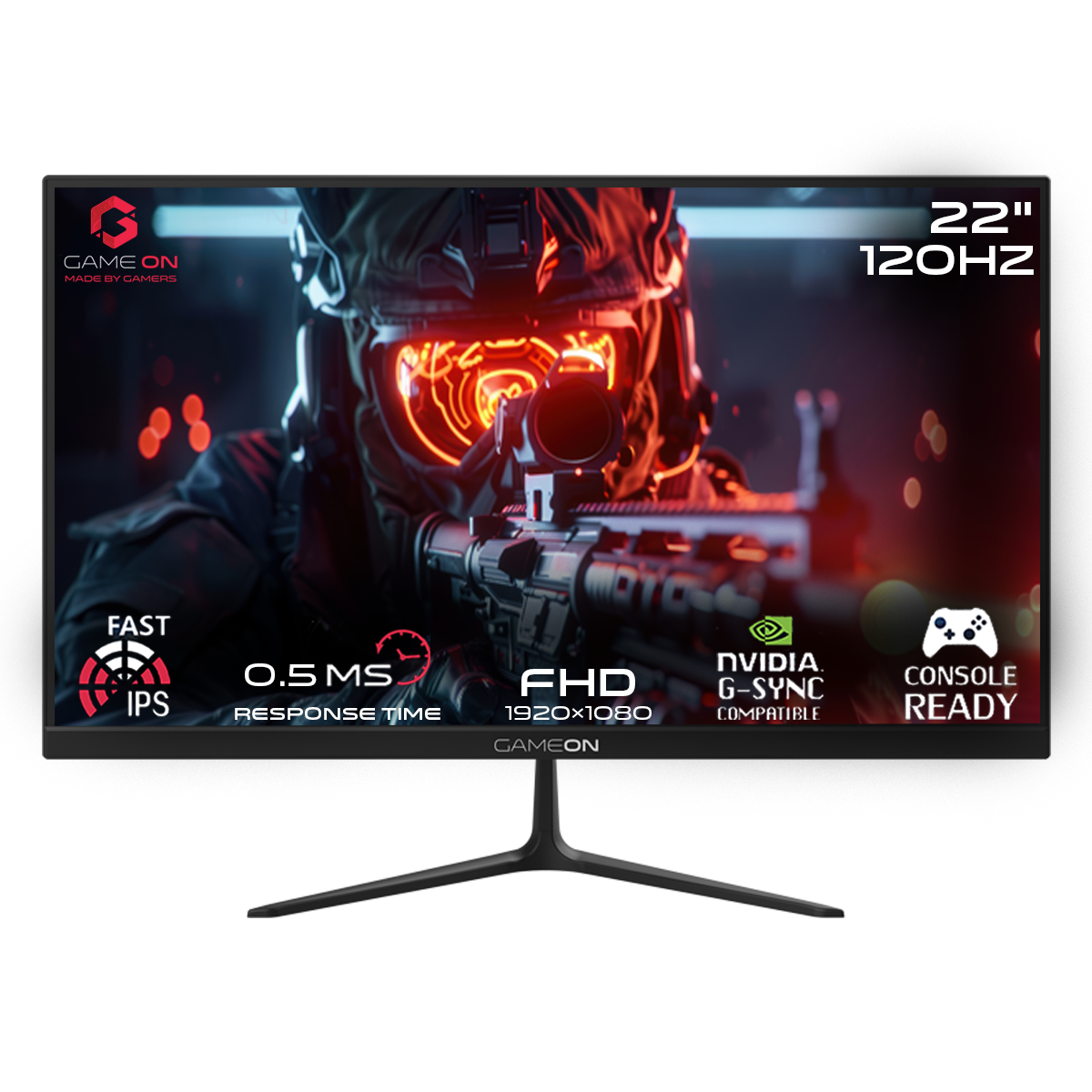 GAMEON GOES22FHD120IPS 22" FHD, 120Hz, MPRT 0.5ms, HDMI 2.1, Fast IPS Gaming Monitor (Support PS5) - Black