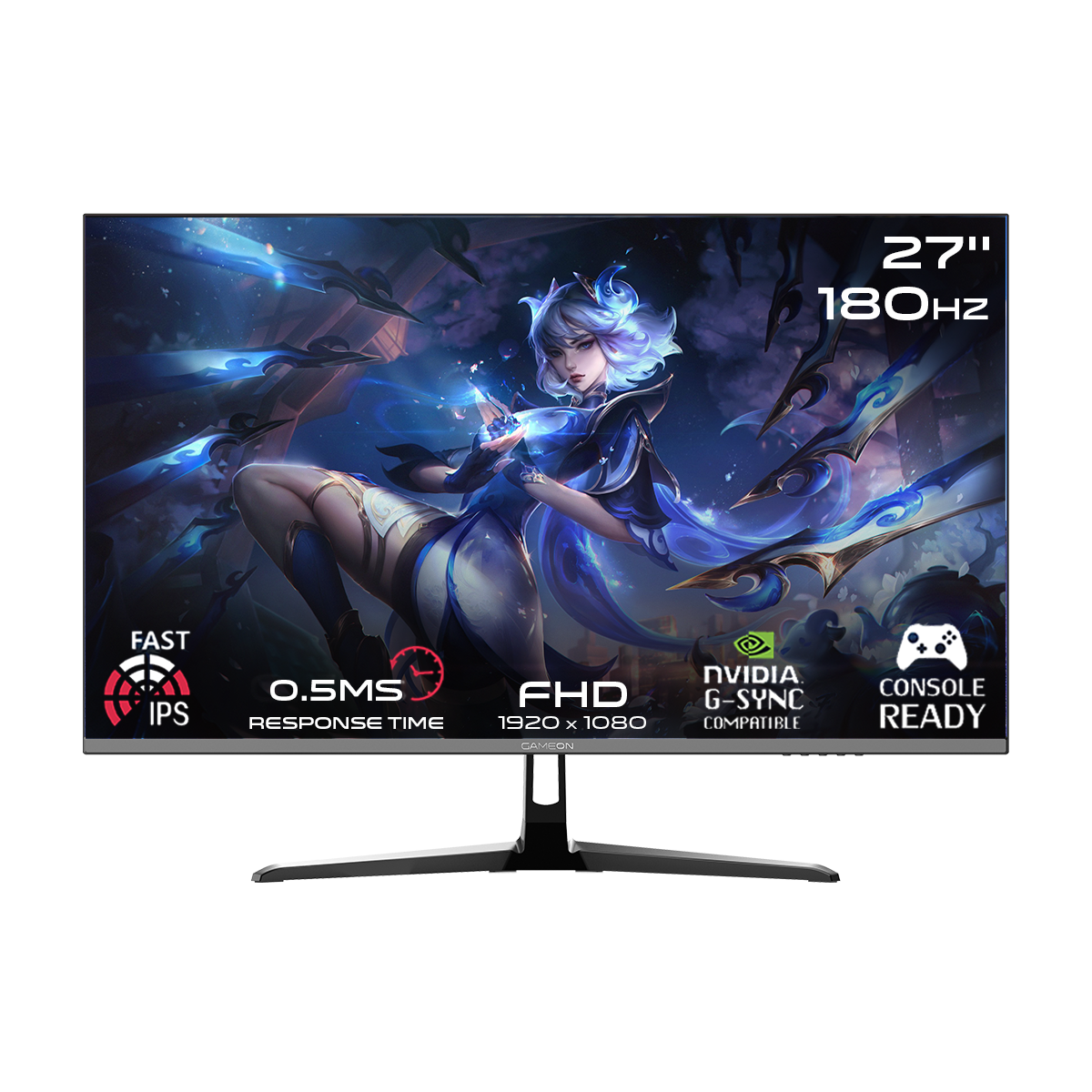 GAMEON GOPS27180IPS Pro Series 27" FHD, 180Hz, MPRT 0.5ms, HDMI 2.1, Fast IPS Gaming Monitor (Supports PS5) - Black