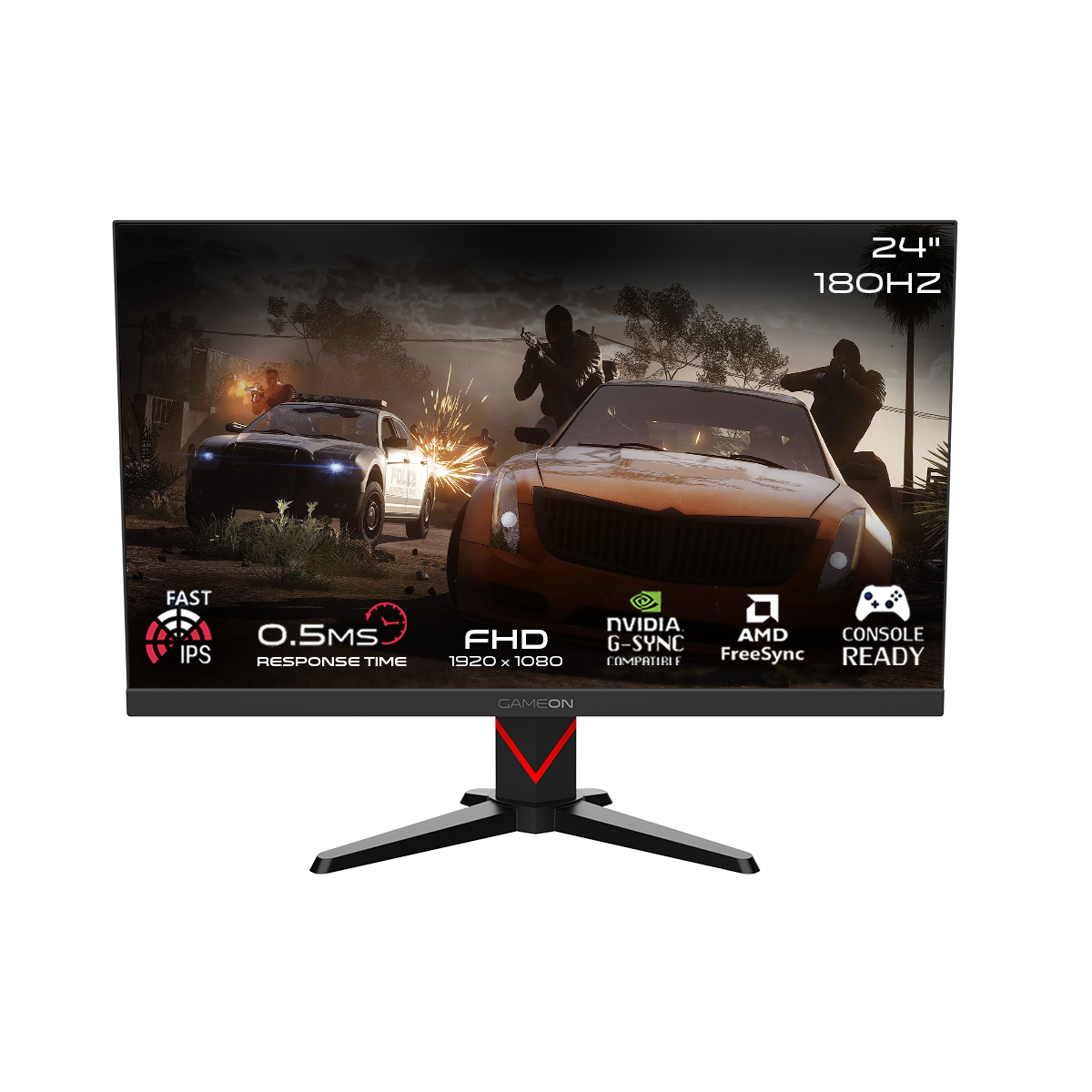 GAMEON GOMM24FHD180IPS Marksman Series 24" FHD, 180Hz, MPRT 0.5ms, HDMI 2.1, Fast IPS Gaming Monitor (Supports PS5) - Black