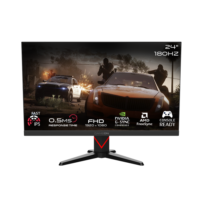 GAMEON GOMM24FHD180IPS Marksman Series 24" FHD, 180Hz, MPRT 0.5ms, HDMI 2.1, Fast IPS Gaming Monitor (Supports PS5) - Black