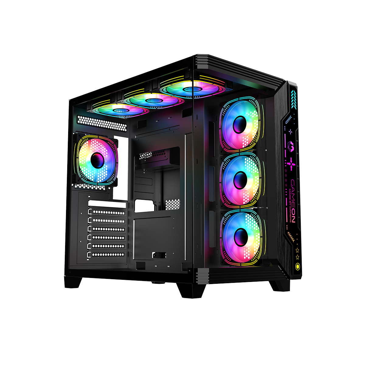 GAMEON Pulse Midnight Series ARGB Mid Tower Gaming Case - Black