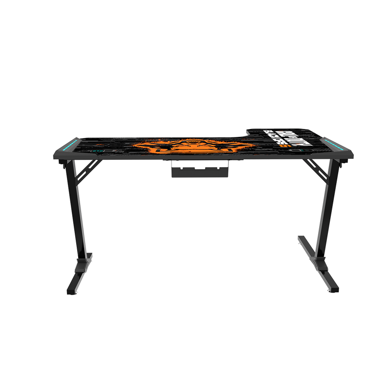 Call Of Duty BLKOPS6-RAPTOR-L RGB Flowing Light Gaming Desk With Full Table Mouse pad, Wireless Charger, USB Splitter, Headphone Hook, Cup Holder.