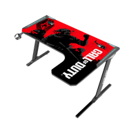 Call Of Duty (COD) Phantom XL-R Series L-Shaped RGB Flowing Light Gaming Desk With Mouse pad, Headphone Hook, Cup Holder, Cable Management, Gamepad Holder, Qi Wireless Charger & USB Hub - Black/Red
