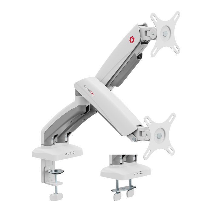 GAMEON GO-5450 Mechanical Spring Dual Monitor Arm For Gaming And Office Use, 17" - 32", Flat Monitor Up To 9 KG & Curve Monitor Up To 9 KG - White