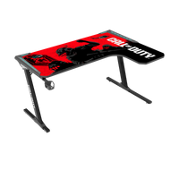 Call Of Duty (COD) Phantom XL-R Series L-Shaped RGB Flowing Light Gaming Desk With Mouse pad, Headphone Hook, Cup Holder, Cable Management, Gamepad Holder, Qi Wireless Charger & USB Hub - Black/Red
