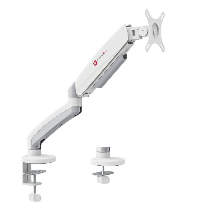 GAMEON GO-5400 Mechanical Spring Single Monitor Arm For Gaming And Office Use, 17" - 32", Flat Monitor Up To 9 KG & Curve Monitor Up To 9 KG - White