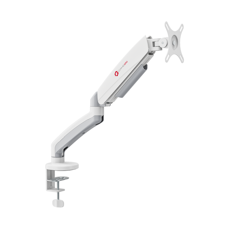 GAMEON GO-5400 Mechanical Spring Single Monitor Arm For Gaming And Office Use, 17" - 32", Flat Monitor Up To 9 KG & Curve Monitor Up To 9 KG - White