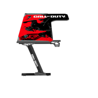Call Of Duty (COD) Phantom XL-R Series L-Shaped RGB Flowing Light Gaming Desk With Mouse pad, Headphone Hook, Cup Holder, Cable Management, Gamepad Holder, Qi Wireless Charger & USB Hub - Black/Red