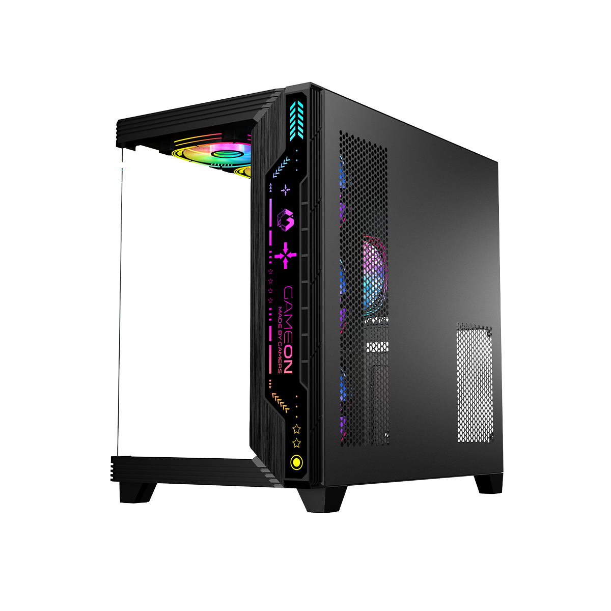 GAMEON Pulse Midnight Series ARGB Mid Tower Gaming Case - Black