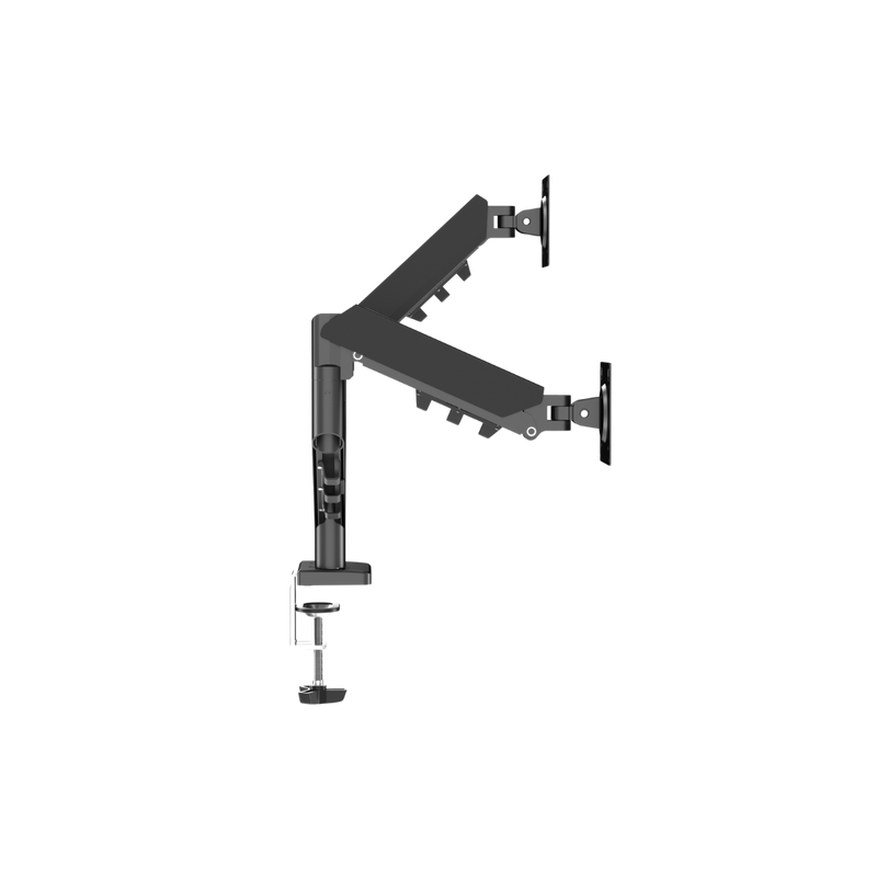 GAMEON GO-5550 Gas Mechanical Spring Dual Monitor Arm For Gaming And Office Use, 17" - 32", Flat Monitor Up To 9 KG & Curve Monitor Up To 9 KG - Black
