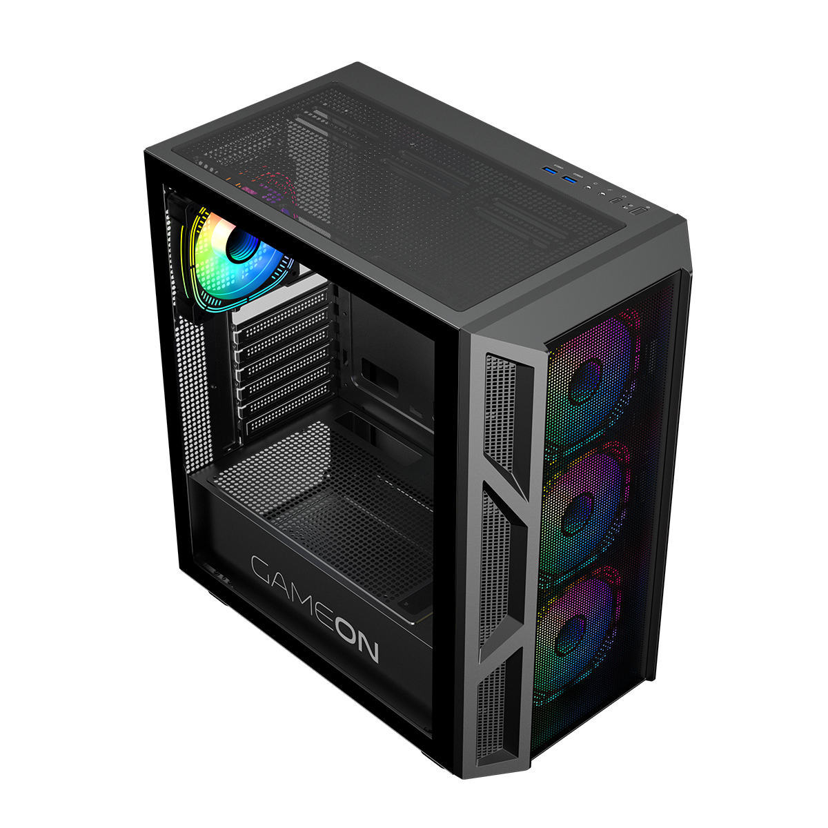 GAMEON Trident IV Series Mid Tower Gaming Case - Black