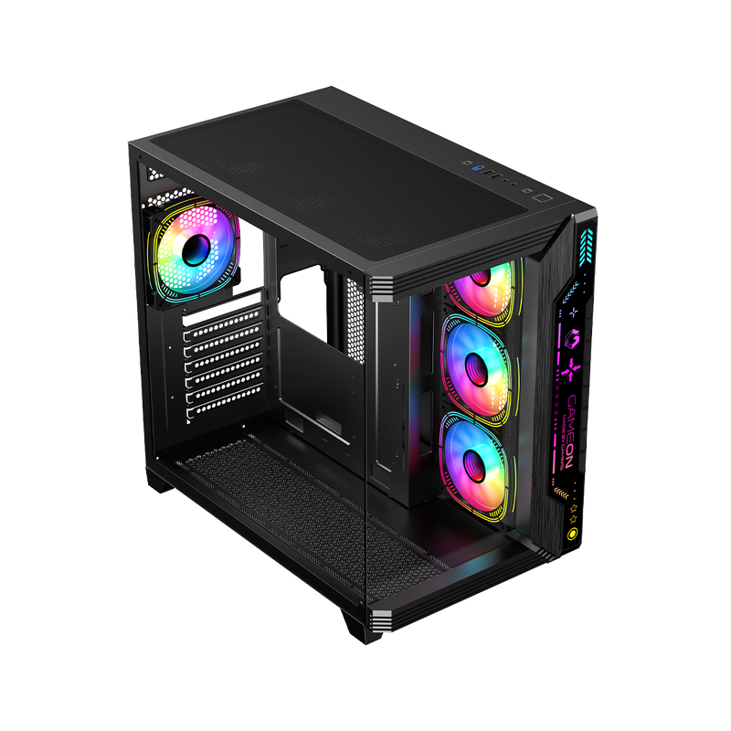 GAMEON Pulse Midnight Series ARGB Mid Tower Gaming Case - Black