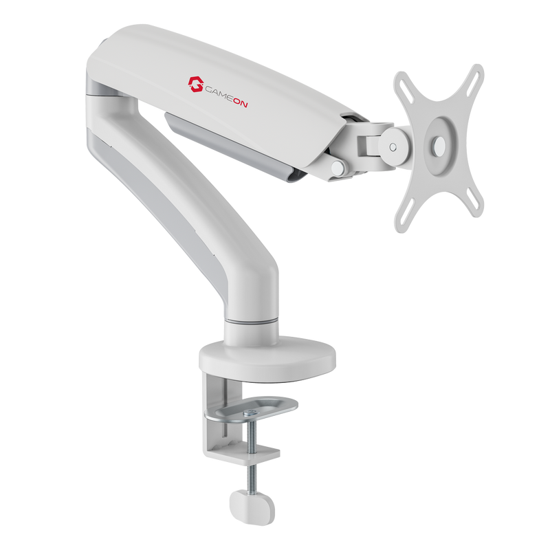 GAMEON GO-5400 Mechanical Spring Single Monitor Arm For Gaming And Office Use, 17" - 32", Flat Monitor Up To 9 KG & Curve Monitor Up To 9 KG - White
