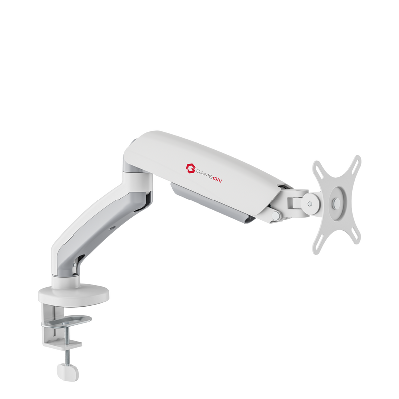 GAMEON GO-5400 Mechanical Spring Single Monitor Arm For Gaming And Office Use, 17" - 32", Flat Monitor Up To 9 KG & Curve Monitor Up To 9 KG - White
