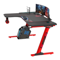 GAMEON Phantom XL-L Series L-Shaped RGB Flowing Light Gaming Desk (Size: 1400-600-720mm) With (800*300*3mm - Mouse pad), Headphone Hook, Cup Holder, Cable Management, Gamepad Holder, Qi Wireless Charger & USB Hub - Black