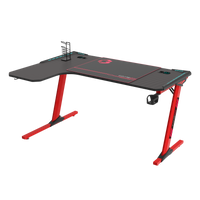 GAMEON Phantom XL-L Series L-Shaped RGB Flowing Light Gaming Desk (Size: 1400-600-720mm) With (800*300*3mm - Mouse pad), Headphone Hook, Cup Holder, Cable Management, Gamepad Holder, Qi Wireless Charger & USB Hub - Black