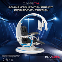 GAMEON Orion X Computer Gaming Reclining Simulator Cockpit - White
