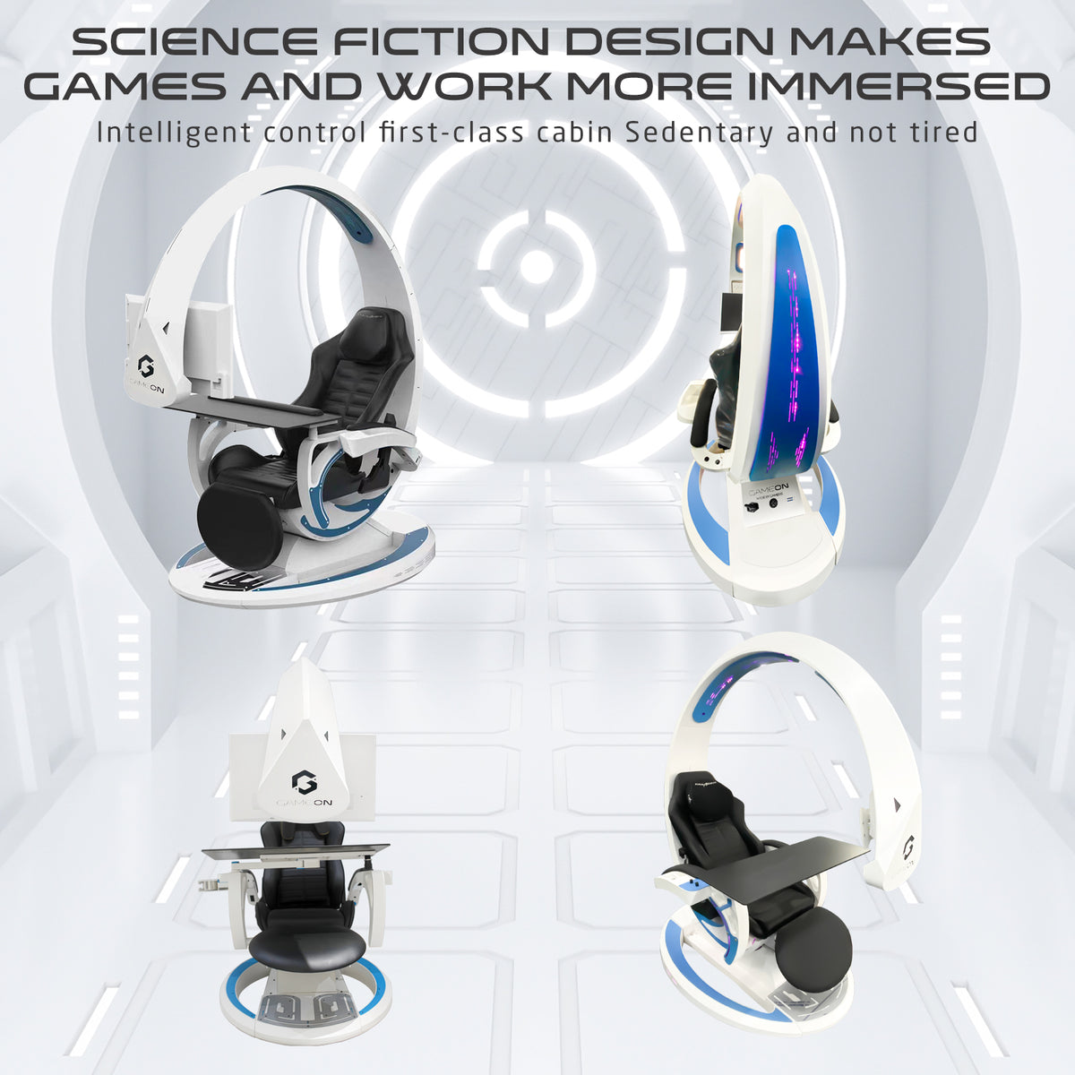 GAMEON Orion X Computer Gaming Reclining Simulator Cockpit - White