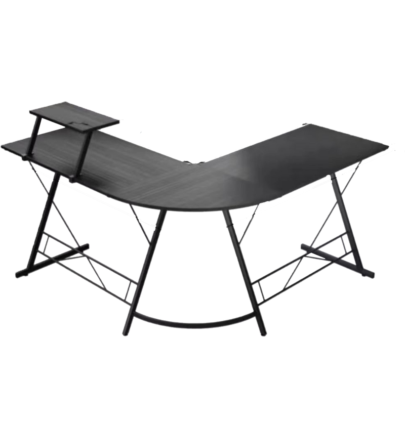 GAMEON L-Shaped Slayer I Series Gaming Desk (Size: 129*129*74cm & Table top 80*46cm) With Headset Hook, Cup Holder & Accessories Stand - Black