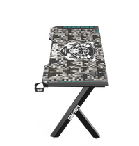 Call Of Duty (COD) Hawksbill Series RGB Flowing Light Gaming Desk With Mouse pad, Headphone Hook & Cup Holder - Black/Grey
