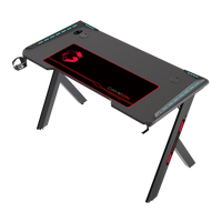 GAMEON Hawksbill Series RGB Flowing Light Gaming Desk (Size: 1200-600-720mm) With (800*300*3mm - Mouse pad), Headphone Hook & Cup Holder - Black