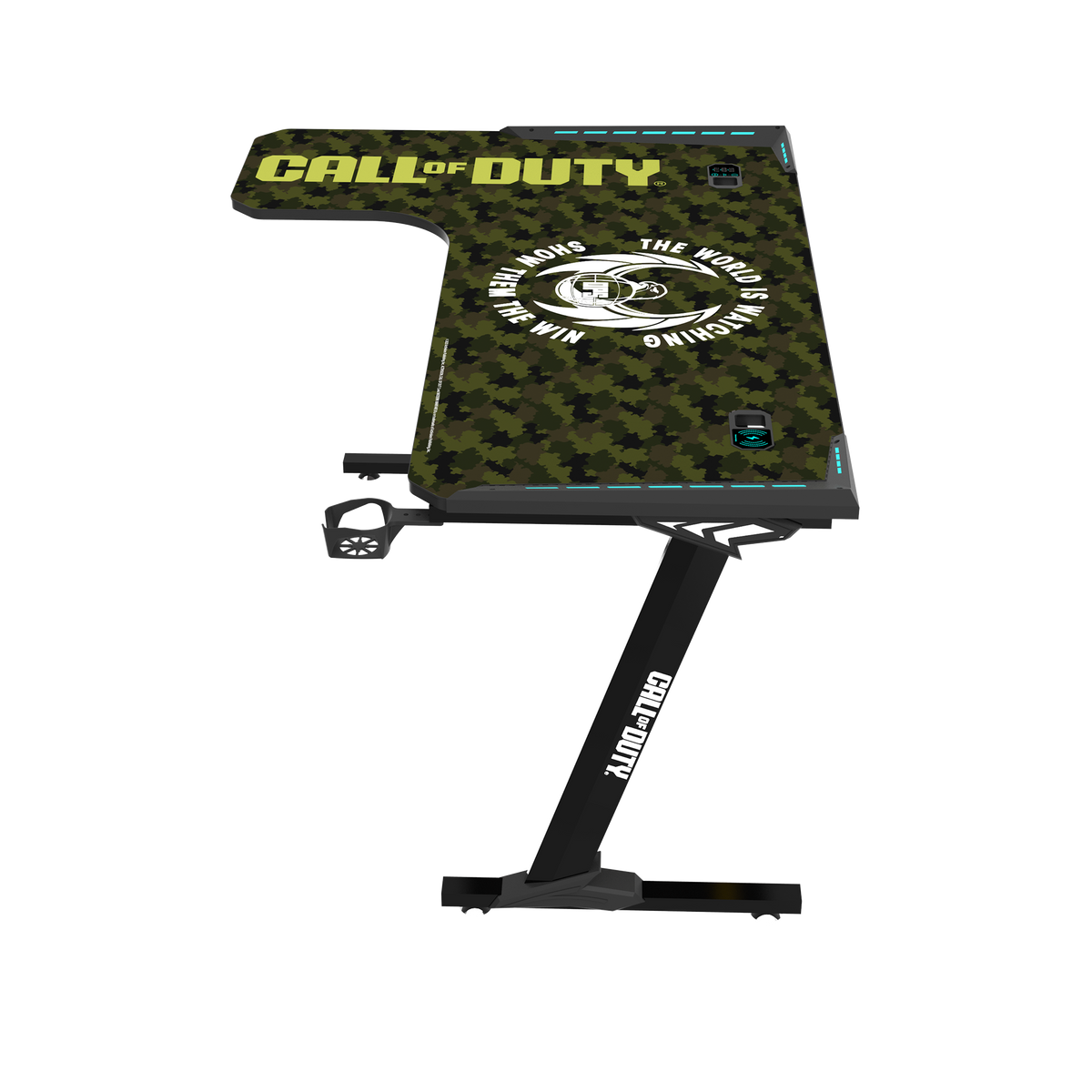 Call Of Duty (COD) Phantom XL-L Series L-Shaped RGB Flowing Light Gaming Desk With Mouse pad, Headphone Hook, Cup Holder, Cable Management, Gamepad Holder, Qi Wireless Charger & USB Hub - Black/Green