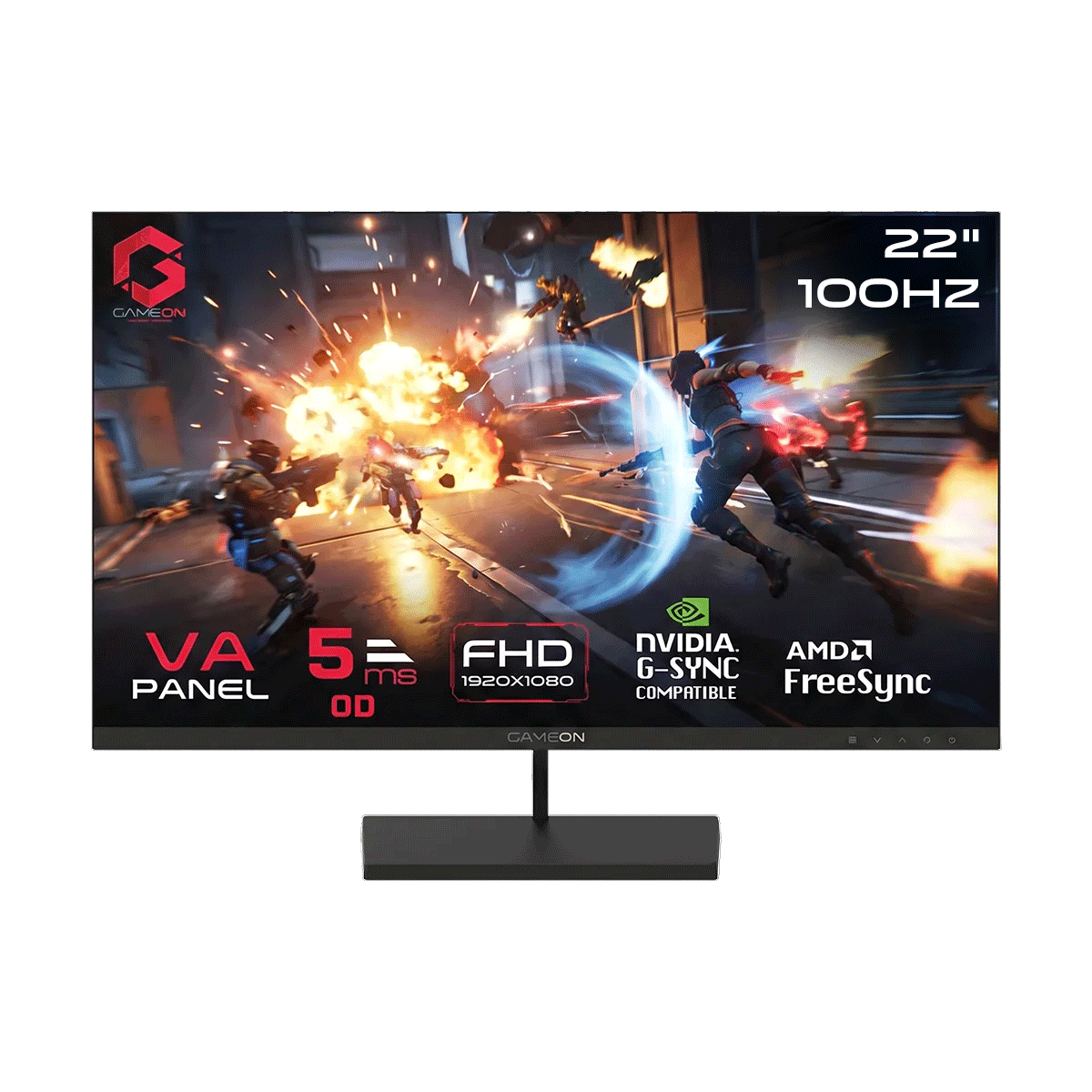GAMEON GB22F100 Basic Series 22" FHD, 100Hz, 5ms, VA Panel Gaming Monitor - Black
