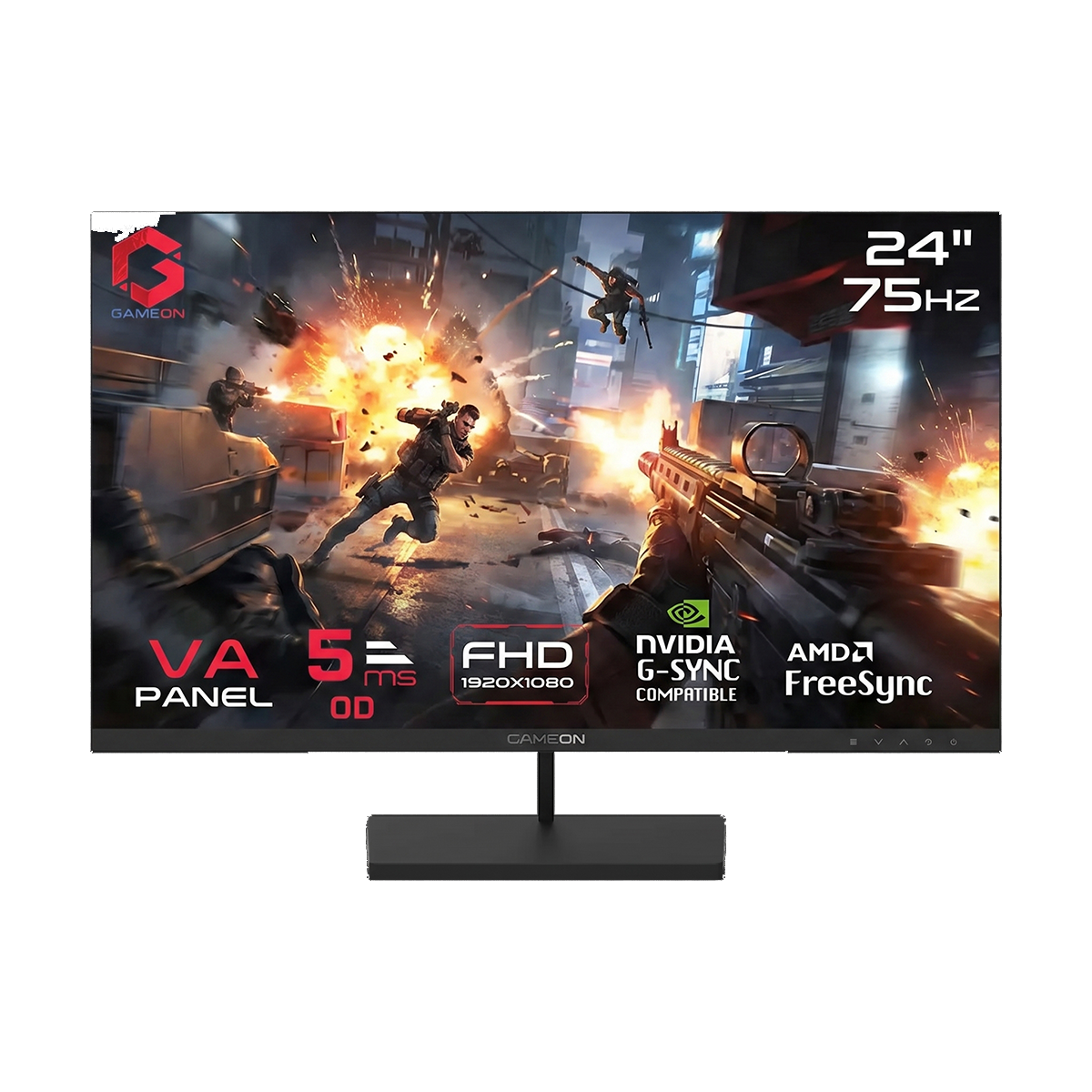 GAMEON GB24F75 Basic Series 24" FHD, 75Hz, 5ms, VA Panel Gaming Monitor - Black