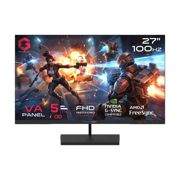 جيم أون, شاشة الألعاب فئة بيزيك بحجم 27 بوصة, 100 هرتز, زمن الاستجابه 5 - أسود