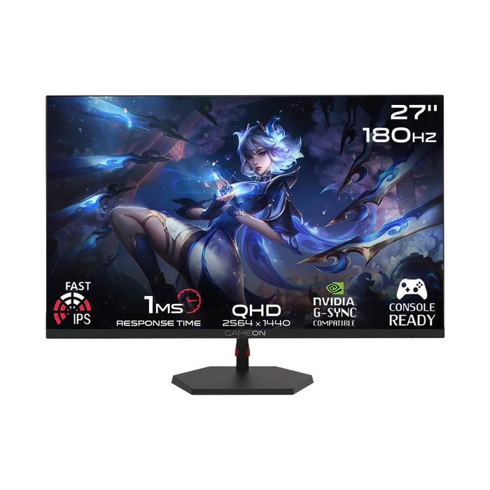 GAMEON GB27Q180 Pro Series 27" QHD, 180Hz, 1ms, HDMI 2.1, IPS Gaming Monitor (Supports PS5) - Black