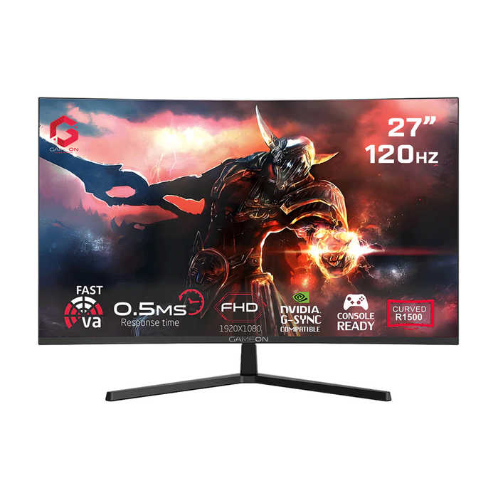GAMEON GC27F120VA Pro Series 27'' FHD, 120Hz, MPRT 0.5ms, HDMI 2.1, Fast VA Panel Curved Gaming Monitor 1500R, 16:9 (Supports PS5) - Black