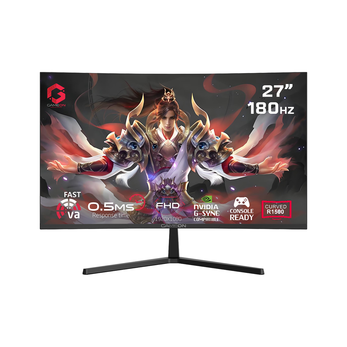 GAMEON GC27F180VA Pro Series 27" FHD, 180Hz, MPRT 0.5ms, HDMI 2.1, Fast VA Panel Curved Gaming Monitor 1500R 16:9 (Supports PS5) - Black
