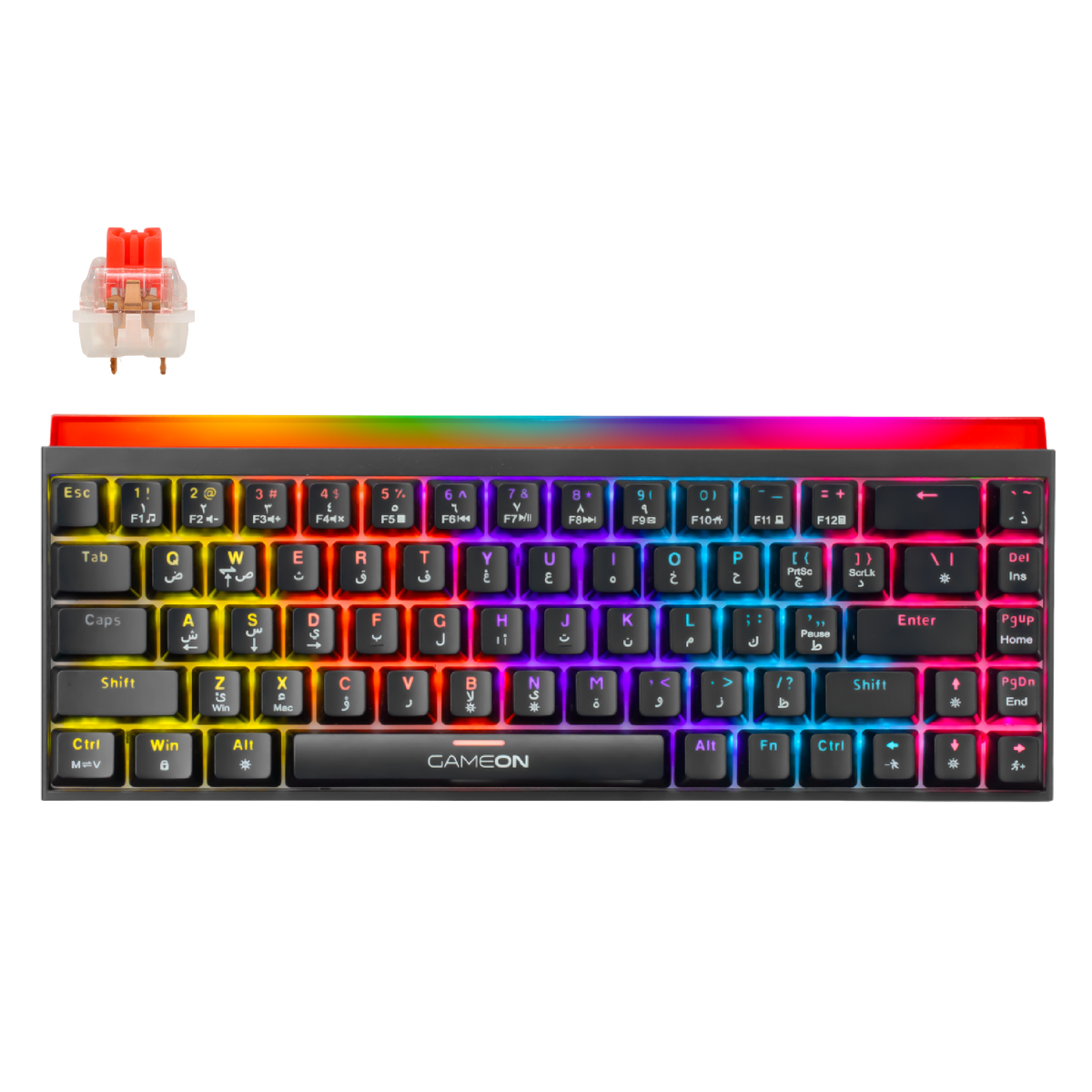 GAMEON PRIMEX Series GO-MK260-RS 60% RGB Mechanical Wired Gaming Keyboard with Customization Software, Red Switch - English/Arabic