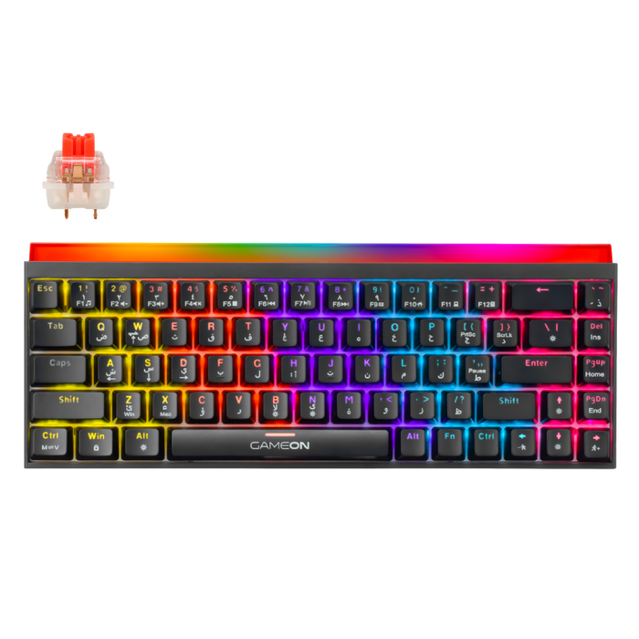 GAMEON PRIMEX Series GO-MK260-RS 60% RGB Mechanical Wired Gaming Keyboard with Customization Software, Red Switch - English/Arabic