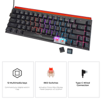 GAMEON PRIMEX Series GO-MK260-RS 60% RGB Mechanical Wired Gaming Keyboard with Customization Software, Red Switch - English/Arabic