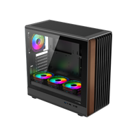 GAMEON TIMBER Midnight Series ARGB + PWM Mid Tower Gaming Case - Wood/Black