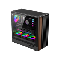 GAMEON TIMBER Midnight Series ARGB + PWM Mid Tower Gaming Case - Wood/Black